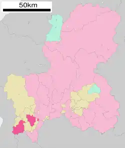 Location of Ōgaki in Gifu Prefecture