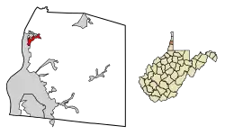 Location of Clearview in Ohio County, West Virginia.