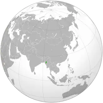 Location of Chinland (dark green)