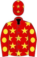 Red, yellow stars, red sleeves, yellow spots