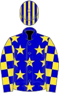 Blue, yellow stars, checked sleeves, striped cap