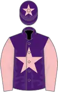 Purple, pink star and sleeves, pink star on cap