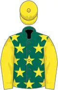 Dark green, yellow stars, sleeves and cap