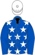 Royal blue, white stars on body, white cap