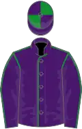 Purple, green seams, quartered cap