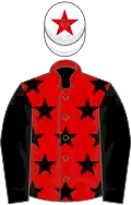RED, black stars, black sleeves, white cap, red star