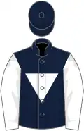 Dark blue, white inverted triangle and sleeves