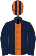 Dark blue, orange stripe, striped cap