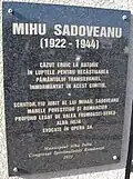 Memorial plaque outside the Alba Iulia heroes' cemetery