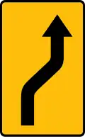 T-18c "plate indicating unexpected change of road direction – to the right"