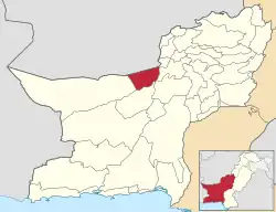 Map of Balochistan with Nushki District highlighted