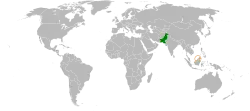 Map indicating locations of Pakistan and Brunei
