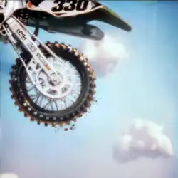 The back of a BMX bike in mid-air