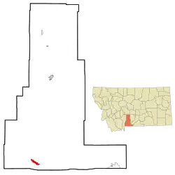 Location within Park County and Montana