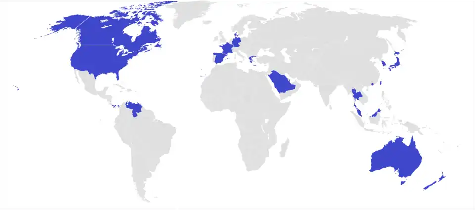 World map showing dots indicating store locations across multiple continents.