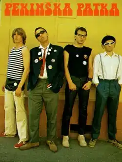 Pekinška Patka's best-known initial lineup, from left to right: Laslo Pihler, Nebojša Čonkić, Sreten Kovačević, and Boris Oslovčan.