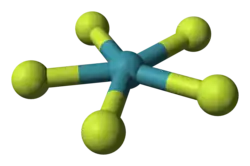 Ball-and-stick model of the pentafluoroxenate ion