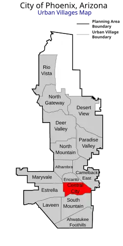 Location of Central City highlighted in red.
