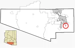 Location in Pima County and the state of Arizona