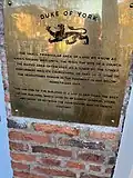 Plaque on the Duke of York sections