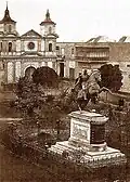 The Plaza Bolivar with the Our Lady of Charity church in the 1800s
