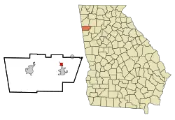 Location in Polk County and the state of Georgia