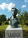 The bust sculpture of Sándor Petőfi.