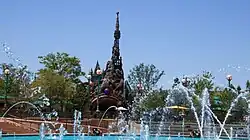 Portal of Dark Universe seen from across the Cosmos Fountain.