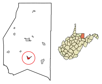 Location of Rowlesburg in Preston County, West Virginia.