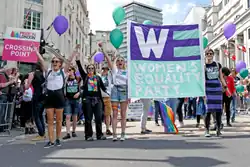 Members of the Women's Equality Party at Trafalgar Square during the Pride in London 2016 parade.