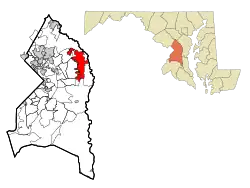 Location of Bowie in Prince George's County and the State of Maryland