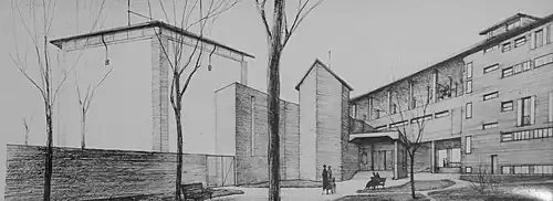 Perspective drawing of San Gabriele Arcangelo in Mater Dei