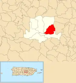 Location of Quebrada Grande within the municipality of Barranquitas shown in red