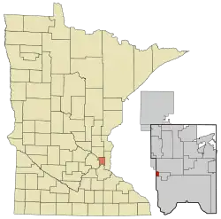 Location of the city of Lauderdale within Ramsey County, Minnesota