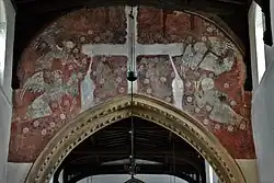 The Rood Loft Mural, the presence of the missing Great Rood is clearly marked