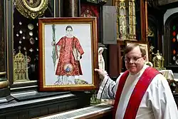 Relic of St. Caesarius deacon and martyr, Saint Anthony's Chapel in Pittsburgh, Pennsylvania. In photo, Fr. James Orr