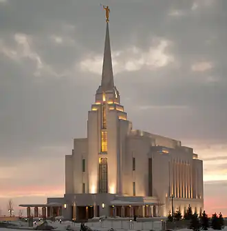 Rexburg Idaho Temple at sunset