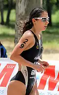Ricarda Lisk placing 24th at the World Championship Series triathlon in Madrid, 2010.