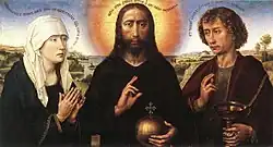 Rogier van der Weyden, Braque Triptych (central panel; c. 1452) Musée du Louvre, Paris.[155][156]