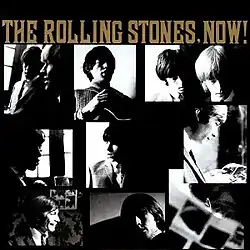 A group of black-and-white photographs showing different members of the Rolling Stones.