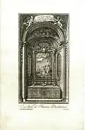 High altar of the lost church of Sant'Isidoro in Rome, architect Joseph Pannini, 18th-century engraving by Giuseppe Vasi