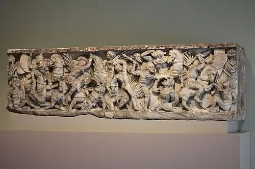 Sarcophagus with battle scene, Roman,  190 B.C.