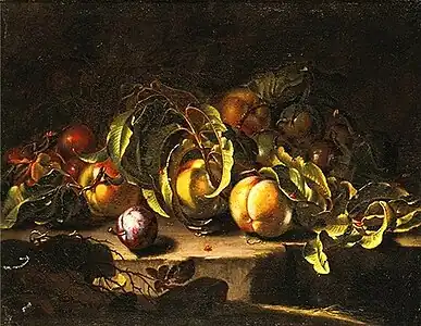 Still life with peaches