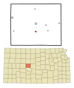 Location within Rush County and Kansas
