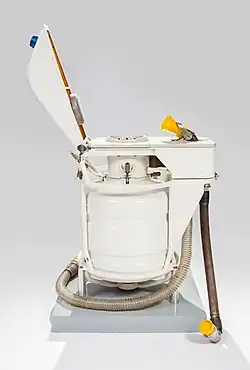 Russian Space Toilet, currently on display at the National Space Centre