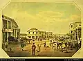 Rundle Street looking east, 1846 (Adelaide (Pirie Street): Published by Penman & Galbraith, 1851, lithograph; sheet 20.2 x 25.7 cm.