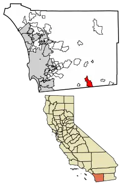 Location of Campo in San Diego County, California.