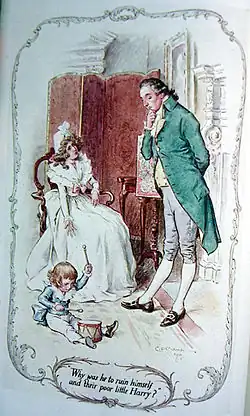 Sense and Sensibility (Jane Austen), chapter 2 Mrs Dashwood fears that John will deprive their son of part of his inheritance by helping his sisters financially.