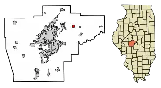 Location of Dawson in Sangamon County, Illinois.