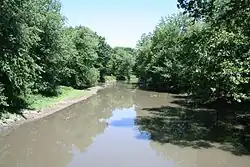 The Sangamon River as viewed from the covered bridge at Lake of the Woods forest preserve.